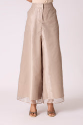 Organza Wide Leg Pants - Beige